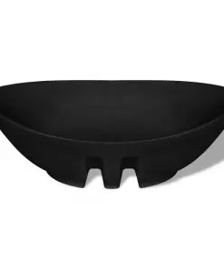 vidaXL Black Luxury Ceramic Basin Oval with Overflow 59 x 38.5 cm