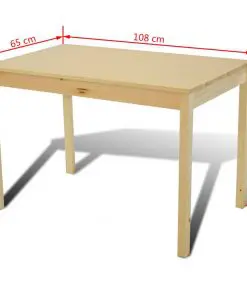 Wooden Dining Table with 4 Chairs Natural