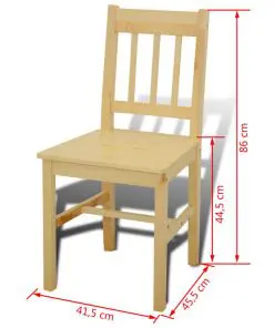 Wooden Dining Table with 4 Chairs Natural