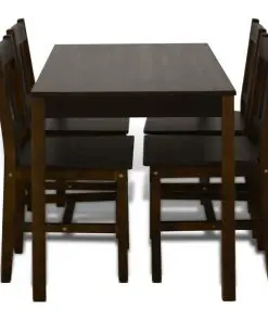 Wooden Dining Table with 4 Chairs Brown