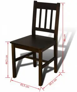 Wooden Dining Table with 4 Chairs Brown