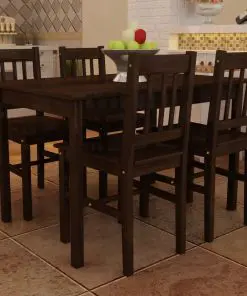 Wooden Dining Table with 4 Chairs Brown