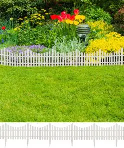 vidaXL White Lawn Divider 17 pcs / 10 m