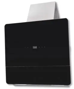 vidaXL Black Tempered Glass Range Hood with Display 600 mm