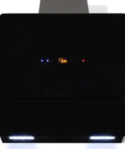 vidaXL Black Tempered Glass Range Hood with Display 600 mm