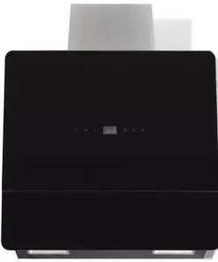 vidaXL Black Tempered Glass Range Hood with Display 600 mm