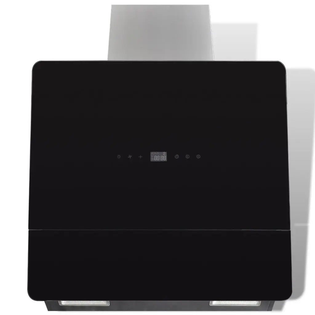vidaXL Black Tempered Glass Range Hood with Display 600 mm