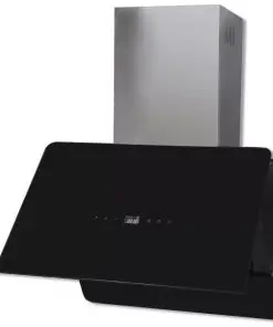 vidaXL Black Tempered Glass Range Hood with Display 600 mm