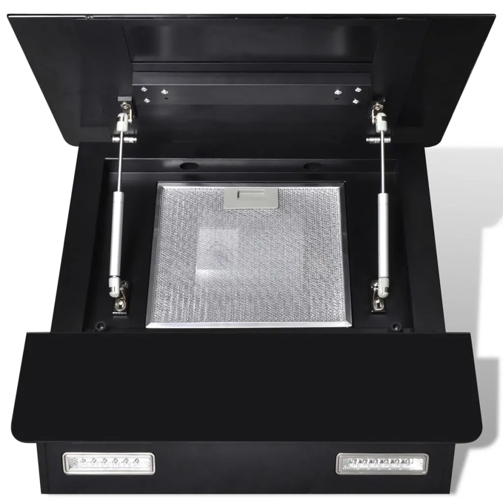 vidaXL Black Tempered Glass Range Hood with Display 600 mm