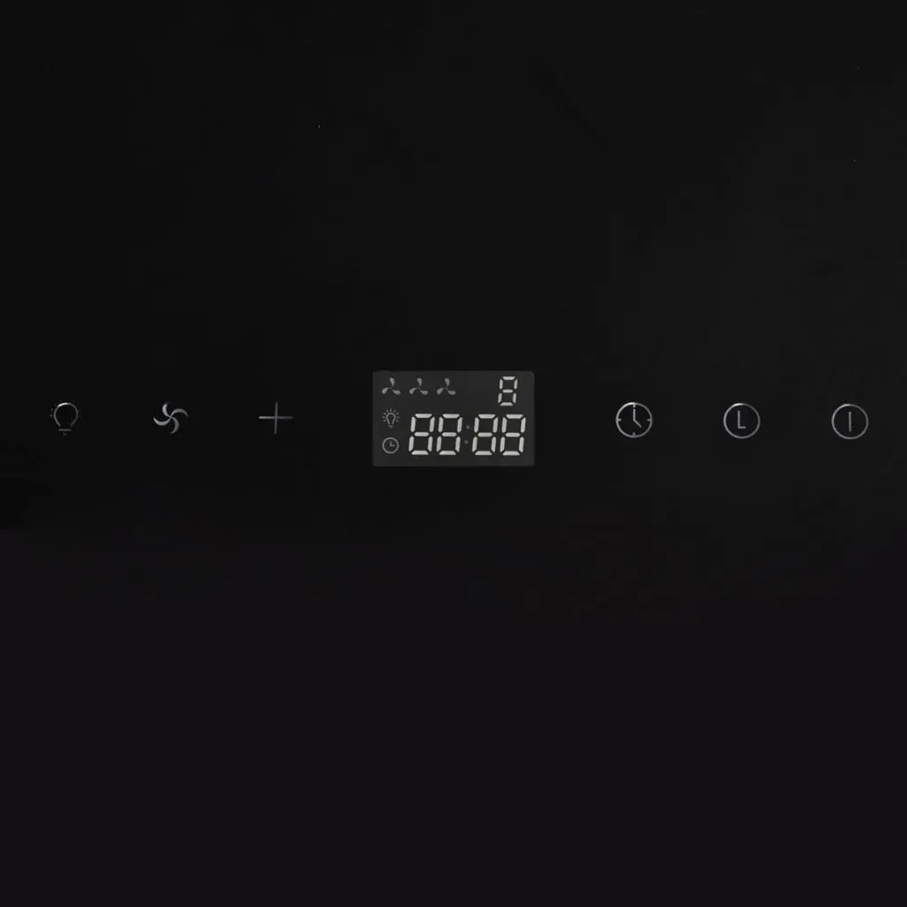 vidaXL Black Tempered Glass Range Hood with Display 600 mm