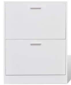 vidaXL Shoe Cabinet with 2 Compartments Wooden White