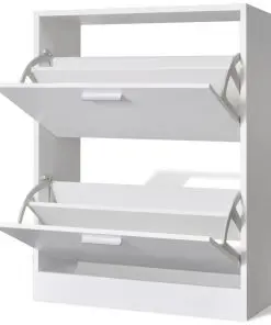vidaXL Shoe Cabinet with 2 Compartments Wooden White
