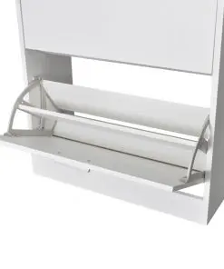 vidaXL Shoe Cabinet with 2 Compartments Wooden White