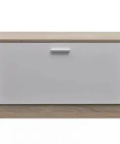 Oak and White 3-in-1 Wooden Shoe Cabinet Set