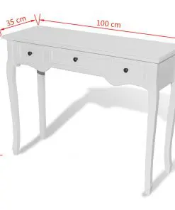 vidaXL Dressing Console Table with Three Drawers White