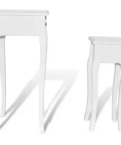 vidaXL Nesting Side Table Set 2 Pieces with Drawer White