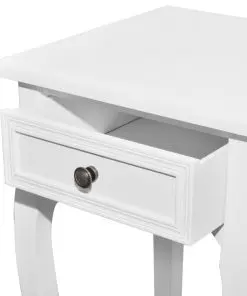vidaXL Nesting Side Table Set 2 Pieces with Drawer White