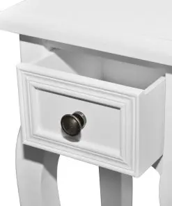 vidaXL Nesting Side Table Set 2 Pieces with Drawer White