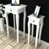 vidaXL Nesting Side Table Set 2 Pieces with Drawer White vidaXL Nesting Side Table Set 2 Pieces with Drawer White