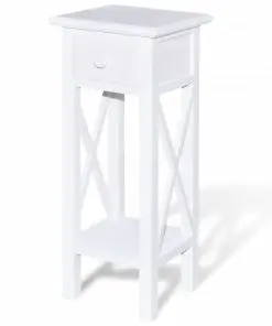 vidaXL Side Table with Drawer White