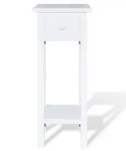 vidaXL Side Table with Drawer White
