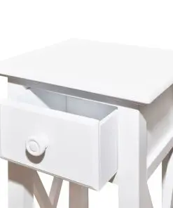 vidaXL Side Table with Drawer White