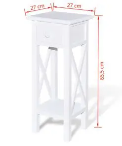 vidaXL Side Table with Drawer White
