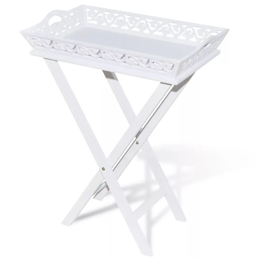 vidaXL Side Table with Tray White