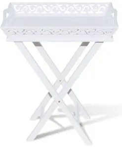 vidaXL Side Table with Tray White