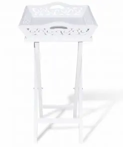 vidaXL Side Table with Tray White