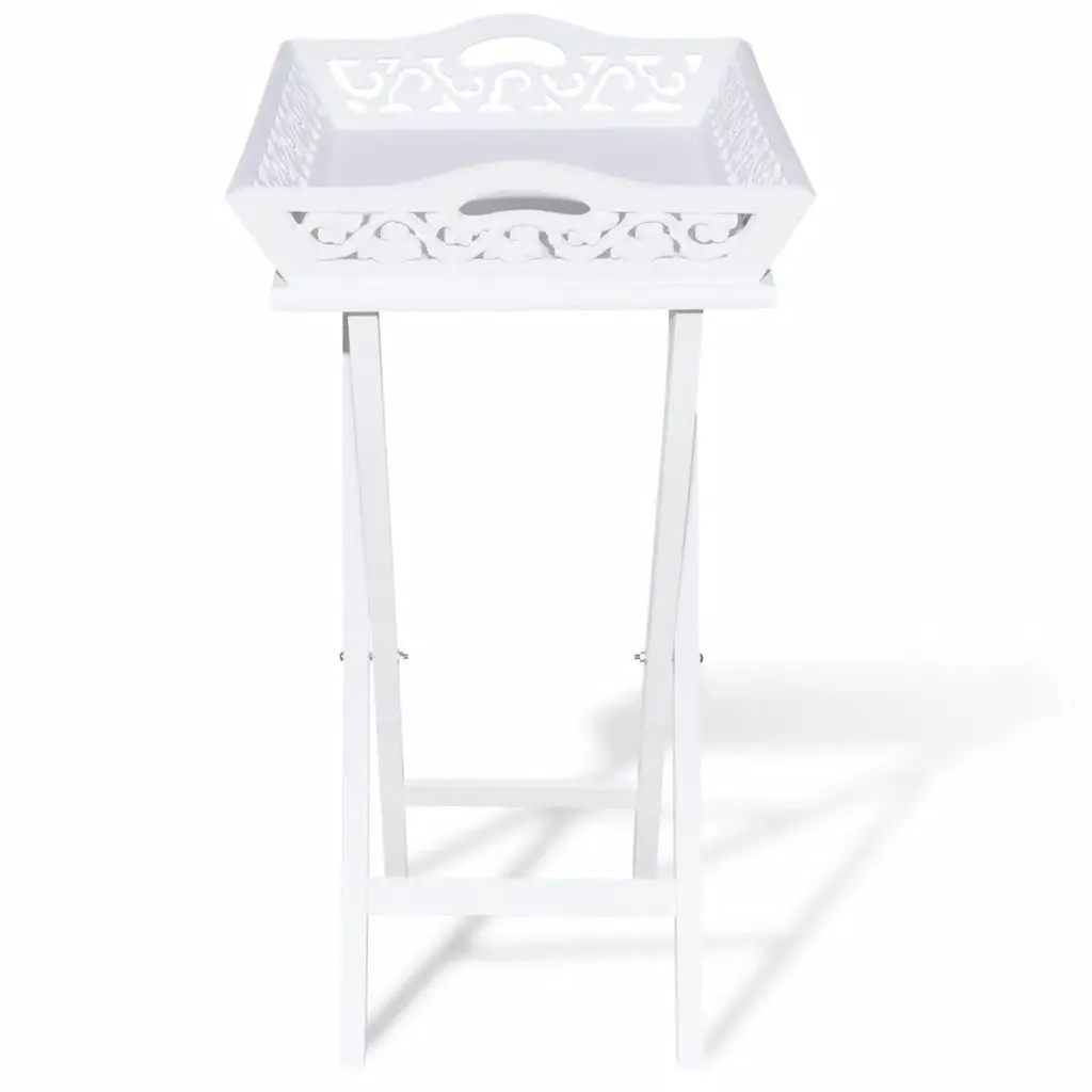 vidaXL Side Table with Tray White