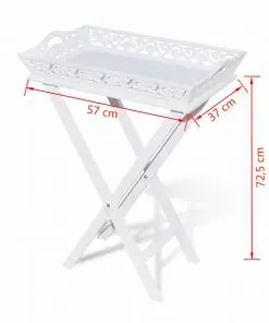 vidaXL Side Table with Tray White