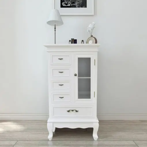 vidaXL Cabinet with 5 Drawers 2 Shelves White