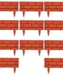 vidaXL Lawn Divider with Brick Design 11 pcs