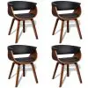 vidaXL Dining Chairs 4 pcs Bent Wood and Faux Leather