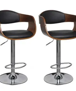 vidaXL Bar Stools 2 pcs Bent Wood and Faux Leather