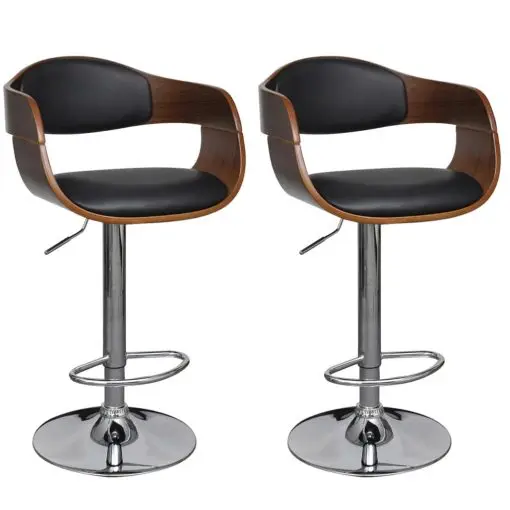 vidaXL Bar Stools 2 pcs Bent Wood and Faux Leather