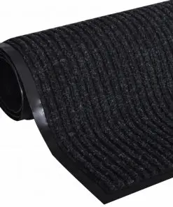 Black PVC Door Mat 90 x 150 cm