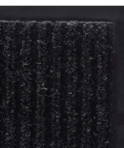 Black PVC Door Mat 90 x 150 cm