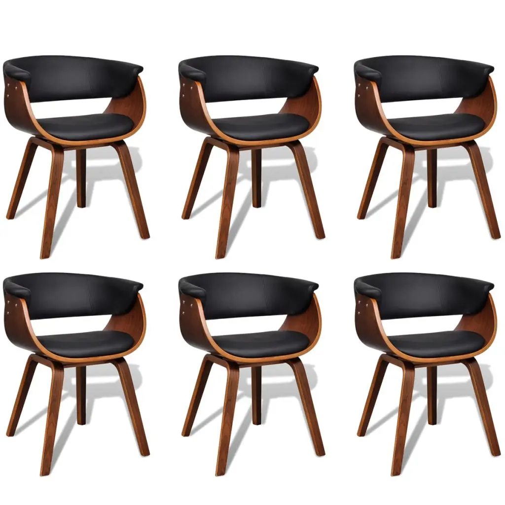 vidaXL Dining Chairs 6 pcs Bent Wood and Faux Leather