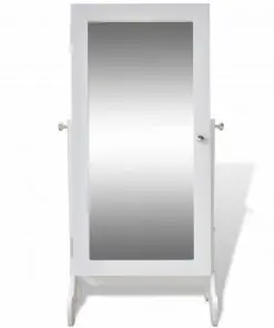 vidaXL Jewelry Cabinet with LED Light and Mirror Door White