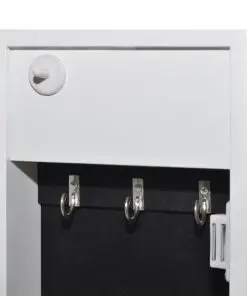 vidaXL Jewelry Cabinet with LED Light and Mirror Door White