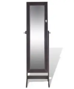 vidaXL Free Standing Jewellry Cabinet with Mirror Brown