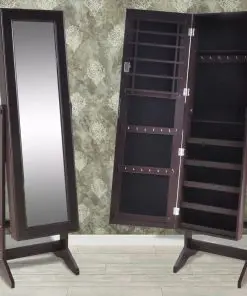 vidaXL Free Standing Jewellry Cabinet with Mirror Brown