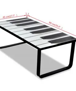 vidaXL Coffee Table with Piano Printing Glass Top