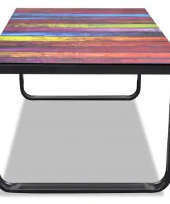 vidaXL Coffee Table with Rainbow Printing Glass Top
