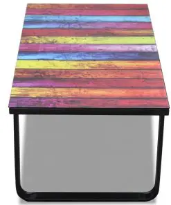 vidaXL Coffee Table with Rainbow Printing Glass Top