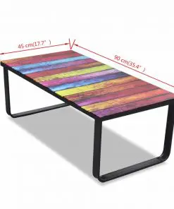vidaXL Coffee Table with Rainbow Printing Glass Top
