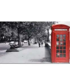 vidaXL Coffee Table with Telephone Booth Printing Glass Top