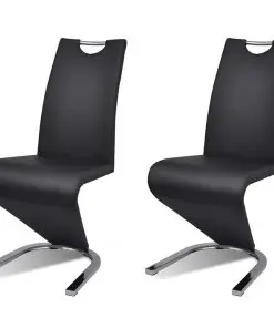 vidaXL Dining Chairs 2 pcs Black Faux Leather